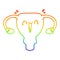 A creative rainbow gradient line drawing cartoon happy uterus