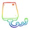 A creative rainbow gradient line drawing cartoon hard drive