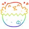 A creative rainbow gradient line drawing cartoon hatching chick