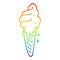 A creative rainbow gradient line drawing cartoon ice cream cone