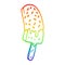 A creative rainbow gradient line drawing cartoon ice cream lolly