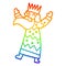 A creative rainbow gradient line drawing cartoon jolly king