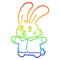 A creative rainbow gradient line drawing cartoon jolly rabbit