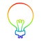 A creative rainbow gradient line drawing cartoon light bulb