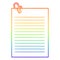 A creative rainbow gradient line drawing cartoon lined paper with paperclip