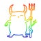 A creative rainbow gradient line drawing cartoon little devil