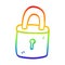 A creative rainbow gradient line drawing cartoon locked padlock