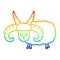 A creative rainbow gradient line drawing cartoon long horned ram