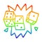 A creative rainbow gradient line drawing cartoon lucky dice