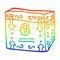 A creative rainbow gradient line drawing cartoon magical chest