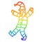 A creative rainbow gradient line drawing cartoon man sleepwalking