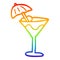 A creative rainbow gradient line drawing cartoon martini drink