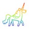 A creative rainbow gradient line drawing cartoon mystical unicorn