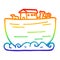 A creative rainbow gradient line drawing cartoon noahs ark