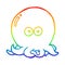 A creative rainbow gradient line drawing cartoon octopus