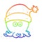 A creative rainbow gradient line drawing cartoon octopus wearing christmas hat