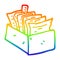 A creative rainbow gradient line drawing cartoon office filing box