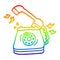A creative rainbow gradient line drawing cartoon old rotary dial telephone