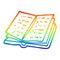 A creative rainbow gradient line drawing cartoon open book