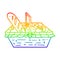 A creative rainbow gradient line drawing cartoon picnic basket