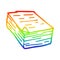 A creative rainbow gradient line drawing cartoon pile of paper