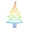 A creative rainbow gradient line drawing cartoon pine trees