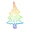 A creative rainbow gradient line drawing cartoon pine trees