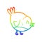 A creative rainbow gradient line drawing cartoon robin bird