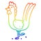 A creative rainbow gradient line drawing cartoon rooster