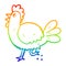 A creative rainbow gradient line drawing cartoon rooster