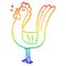 A creative rainbow gradient line drawing cartoon rooster