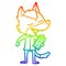 A creative rainbow gradient line drawing cartoon saleman wolf laughing