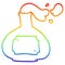 A creative rainbow gradient line drawing cartoon smoking potion