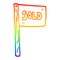 A creative rainbow gradient line drawing cartoon sold sign