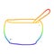 A creative rainbow gradient line drawing cartoon soup bowl