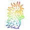 A creative rainbow gradient line drawing cartoon spiky hedgehog