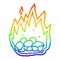 A creative rainbow gradient line drawing cartoon spooky burning halloween coals