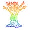 A creative rainbow gradient line drawing cartoon spooky tree