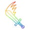 A creative rainbow gradient line drawing cartoon swinging sword