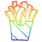 A creative rainbow gradient line drawing cartoon takeout fries