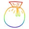 A creative rainbow gradient line drawing cartoon tied sack