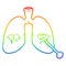 A creative rainbow gradient line drawing cartoon unhealthy lungs