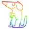 A creative rainbow gradient line drawing cartoon well behaved dog