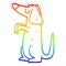 A creative rainbow gradient line drawing cartoon well behaved dog