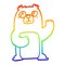 A creative rainbow gradient line drawing cartoon wide eyed bear