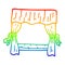 A creative rainbow gradient line drawing cartoon window with curtains