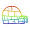 A creative rainbow gradient line drawing cartoon winter igloo