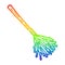 A creative rainbow gradient line drawing cartoon witches broomstick