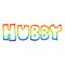 A creative rainbow gradient line drawing cartoon word hubby