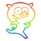 A creative rainbow gradient line drawing cheerful running pig cartoon